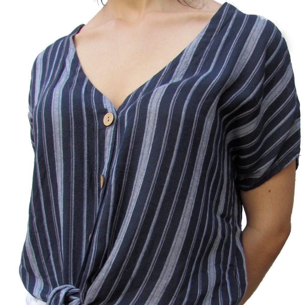 Blue striped blouse with buttons